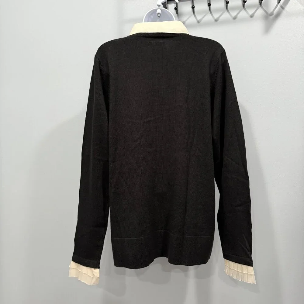 Perfect Carson‎ Kressley Sweater Blouse Insert Silk Cashmere Office Womens M